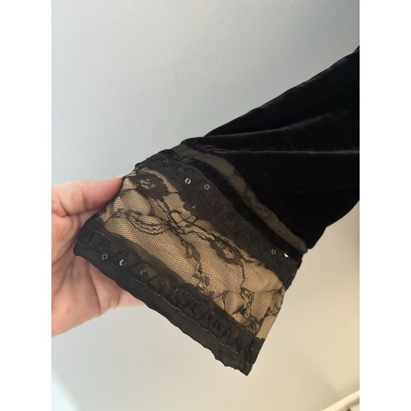 Coldwater Creek Velvet Burnout Coat Womens 1X Black Brown Lace Whimsigoth Vamp - Picture 3 of 16